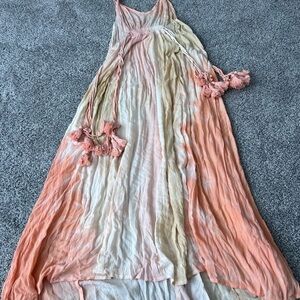 Liquorish Tassel Pastel Maxi Dress Peach Blush Backless Women's Small/Medium